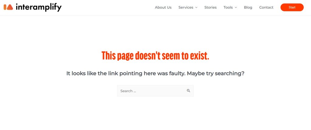 Interamplify personalized 404 error page